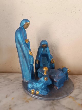 Nacimiento moderno 5 piezas azul y dorado