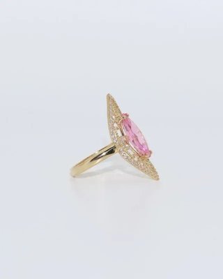 LANZADERA PEQUEÑA PIEDRA ROSA Y CIRCONITAS.