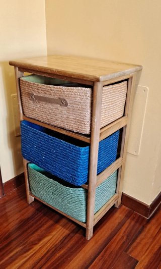 Mueble auxiliar 3 cestas mimbre