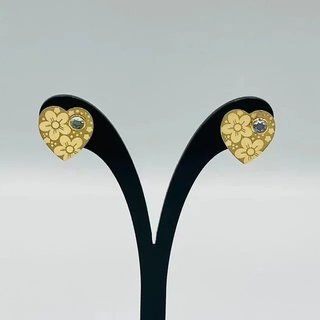 PENDIENTES CORAZON "FLORES" CON CIRCONITA.