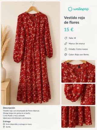 Vestido rojo estampado flores M