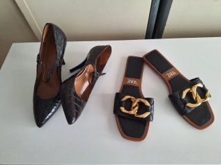 Lote Zapatos de tacón y sandalias negras zara 41