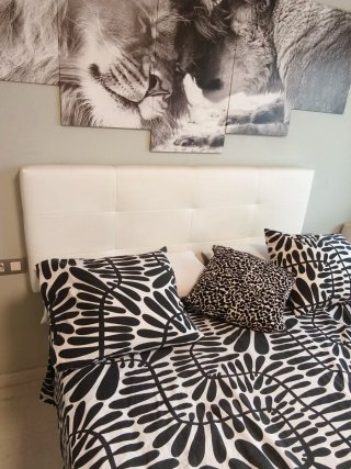 Cabecero de cama blanco piel