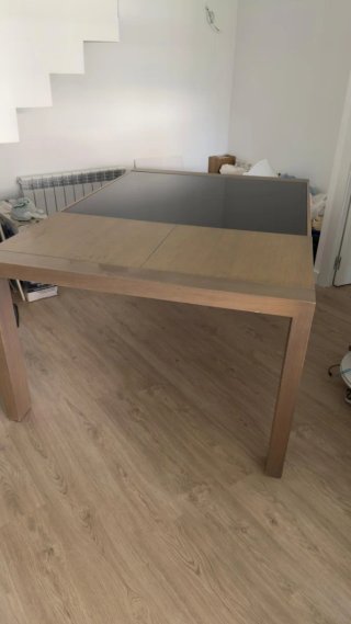 URGE Mesa comedor madera maciza y cristal