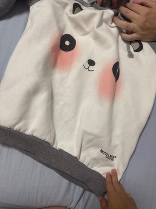 Sudadera Panda Mujer Gris y Blanca