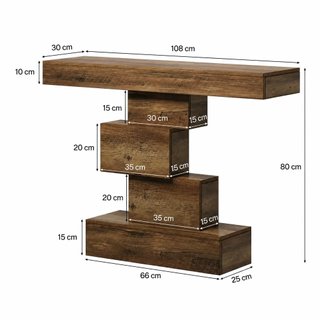 Consola mueble Tribesigns 108cm rústica geometrica