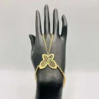 Pulsera Manita Mariposa Dorada Calada