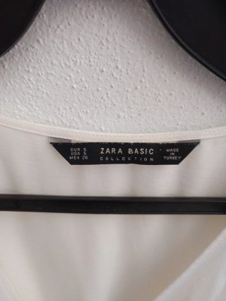 Blusa Zara Blanca Cruzada Nudo