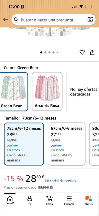 3 Sacos Dormir Bebé 6-12 Meses TOG 0.5
