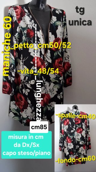 Blusa Mini abito fiori zip gioiello tg one-size