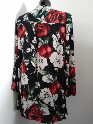 Blusa Mini abito fiori zip gioiello tg one-size