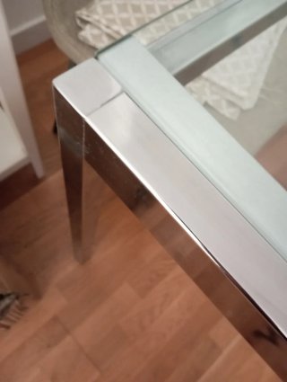 Mesa comedor extensible cristal y metal