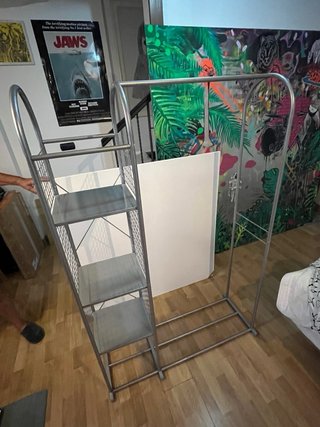 Biombo perchero ropa metal madera