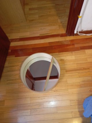 Estantería Espejo Redonda Madera y Cristal 40 cm