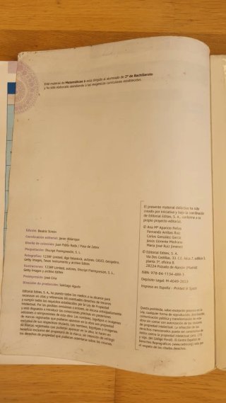 Matemáticas II 2o Bachillerato