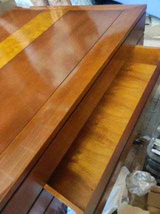 Mesa centro elevable con cajones laterales caoba