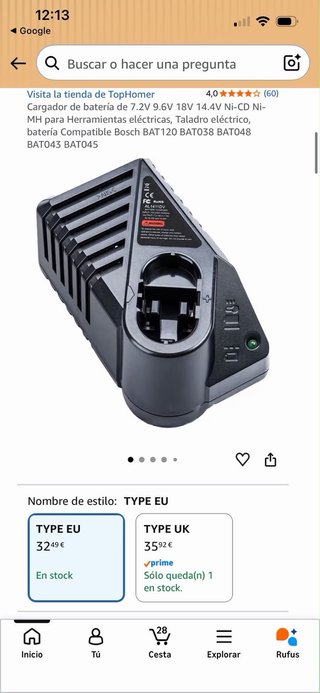 Cargador Batería Bosch BAT120 BAT038