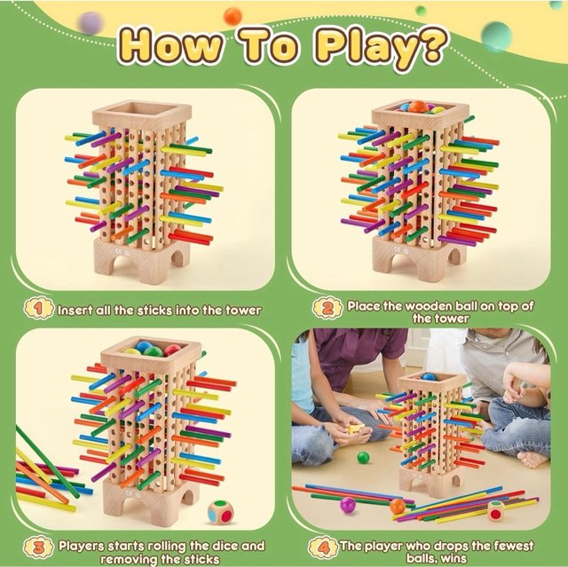 Juego Torre Montessori Madera 42 Palitos