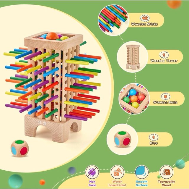 Juego Torre Montessori Madera 42 Palitos