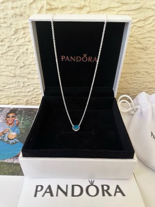 Collar Pandora de plata 925 con corazón azul