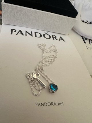Collar Pandora de plata 925 con corazón azul