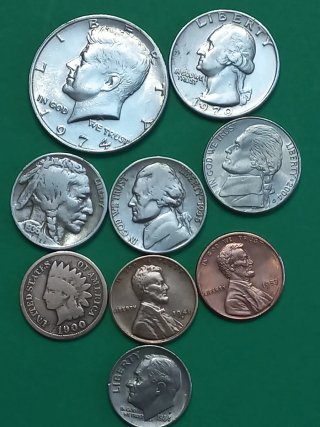 Monedas USA: Half Dollar, Quarter, Nickel, Dime
