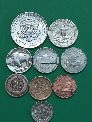 Monedas USA: Half Dollar, Quarter, Nickel, Dime