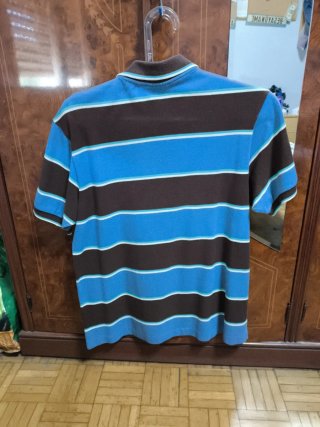 Polo Lacoste Rayas Azul y Marrón