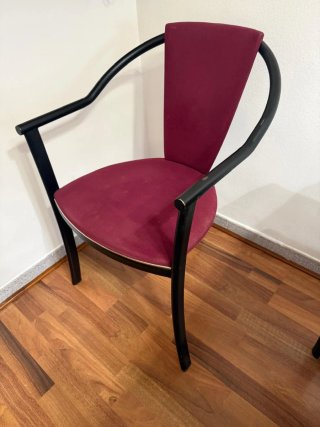4 Sillas Comedor Hierro y Tela Burdeos