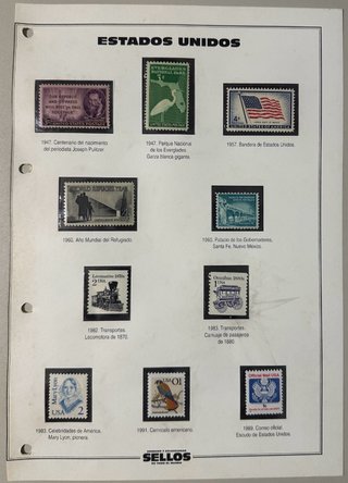 Hoja Sellos Estados Unidos 1947-1991
