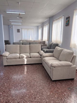 Sofá beige y gris de tela - envio gratis