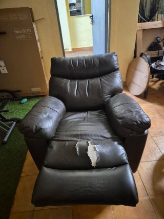 Sofá Eléctrico Reclinable Cuero Negro