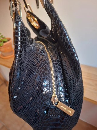 Bolso Michael Kors Negro Piel Serpiente Dorado
