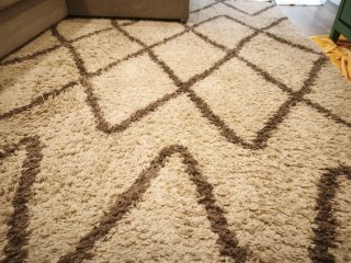 Alfombra Bereber Pelo Largo Beige y Marrón