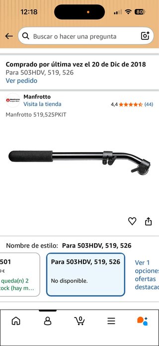 Trípode Manfrotto 525MVB + 503HDV + 519LV