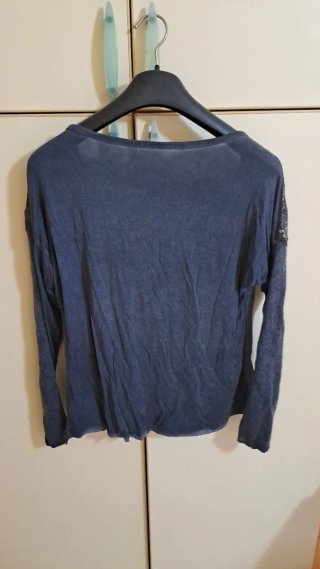 Maglia manica lunga pizzo e pailettes
