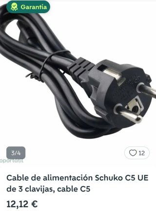 Cable Alimentación Trebol C5 1.2M EU Negro