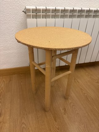 Mesa camilla redonda madera y corcho