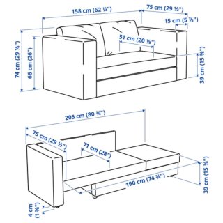 Sofá Cama IKEA Gris 2 Plazas SKONABACK