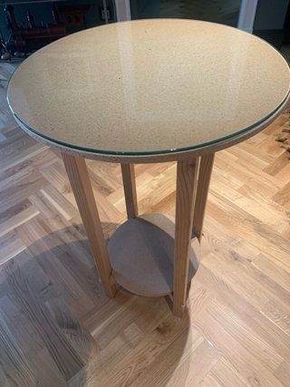 Mesa camilla redonda cristal y madera