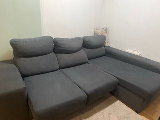 Sofá modular gris 3 plazas, chaise longue derecha