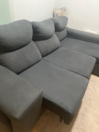 Sofá modular gris 3 plazas, chaise longue derecha