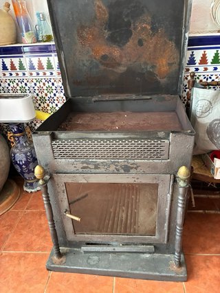 Estufa de Leña Hierro Fundido Puerta Cristal