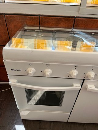 Cocina de gas blanca con horno