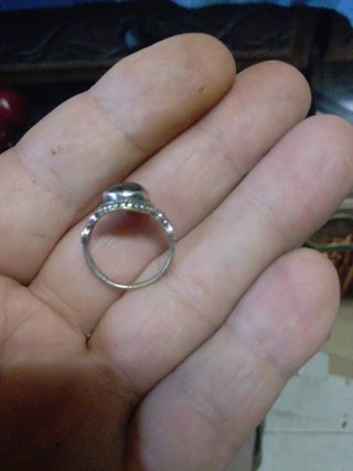 Anillo Plata Antigua Majorica Piedra Azul Verdosa