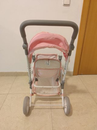 Cochecito doble para muñecas rosa