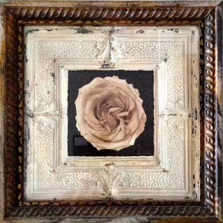 Juego 4 cuadros florales metal y madera