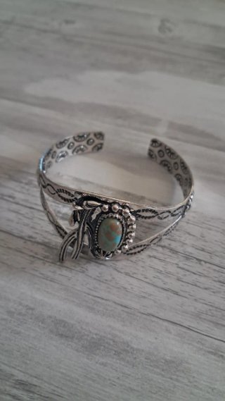 Pulsera Plata Turquesa Diseño Cactus