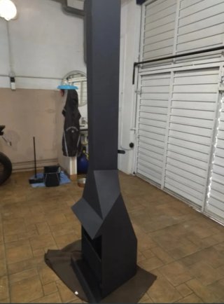 Chimenea de leña diseño metal negro/gris
