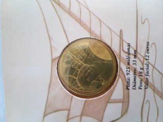 Cartera moneda Cristóbal Colón
